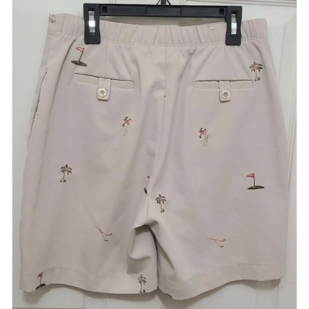 x2 Coral Bay Golf Women's Elastic Waist Golf Shorts‎ Embroidered Blue/Tan Sz 6P